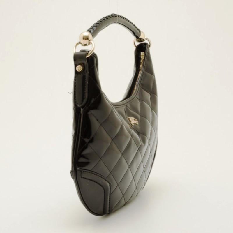 Women's Burberry Black Patent Quilted Hoxton Hobo