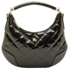 Burberry Black Patent Quilted Hoxton Hobo