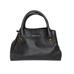 Burberry Milton Satchel aus schwarzem, gekörntem Kalbsleder