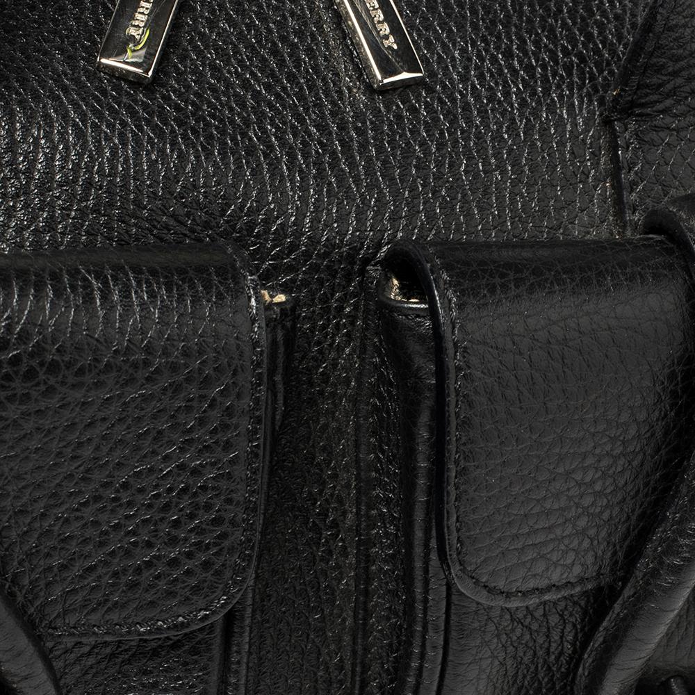 Burberry Black Pebbled Leather Double Pocket Satchel 7