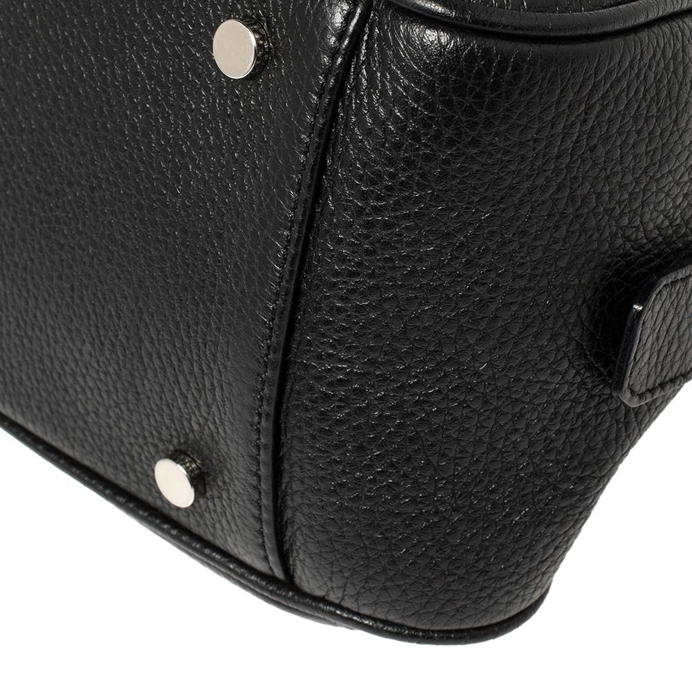 Burberry Black Pebbled Leather Double Pocket Satchel 3