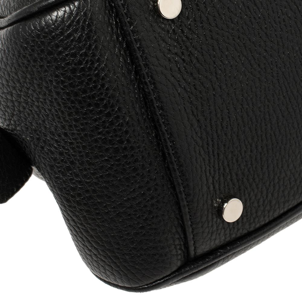 Burberry Black Pebbled Leather Double Pocket Satchel 4