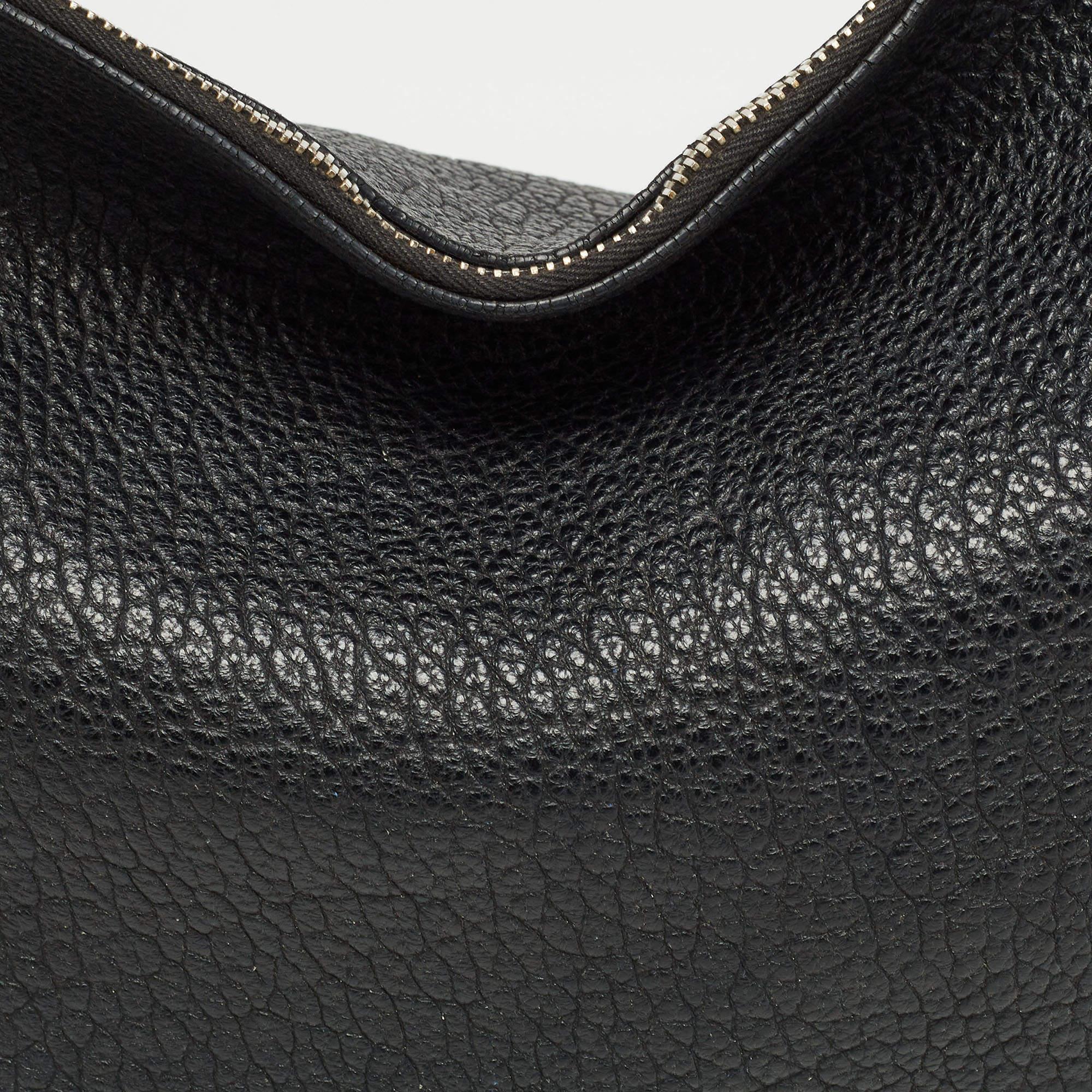 Burberry Black Pebbled Leather Ledbury Hobo For Sale 9