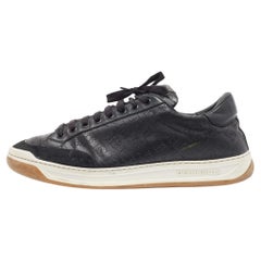 Burberry Schwarz Perforierte Karierte Westford Low Top Turnschuhe aus Leder Größe 44,5