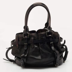Burberry Tote Rowan in pelle nera traforata