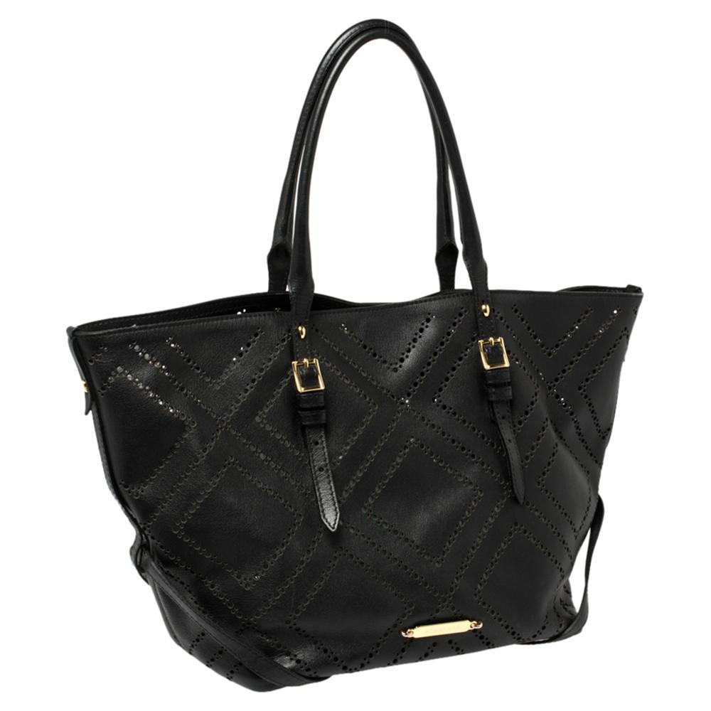 Women's Burberry Black Perforated Leather Salisbury Tote