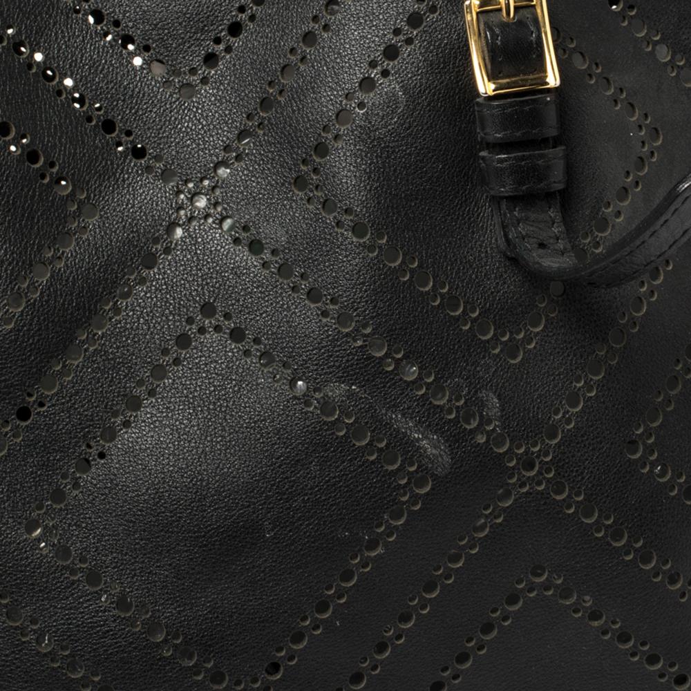 Burberry Black Perforated Leather Salisbury Tote 4