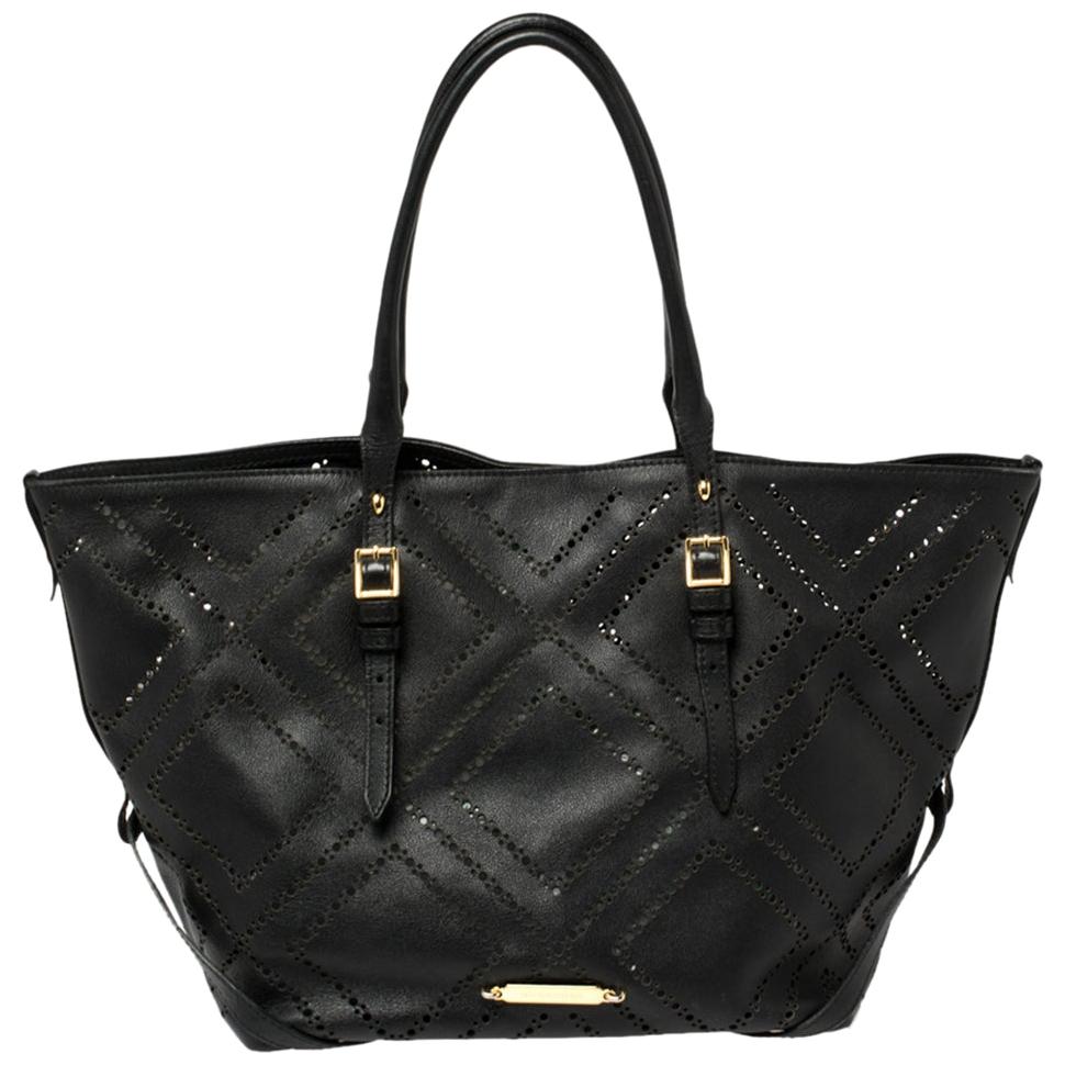 Burberry Black Perforated Leather Salisbury Tote