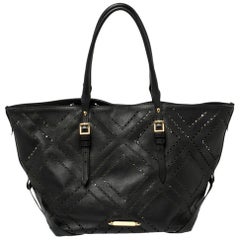 Burberry Black Perforated Leather Salisbury Tote