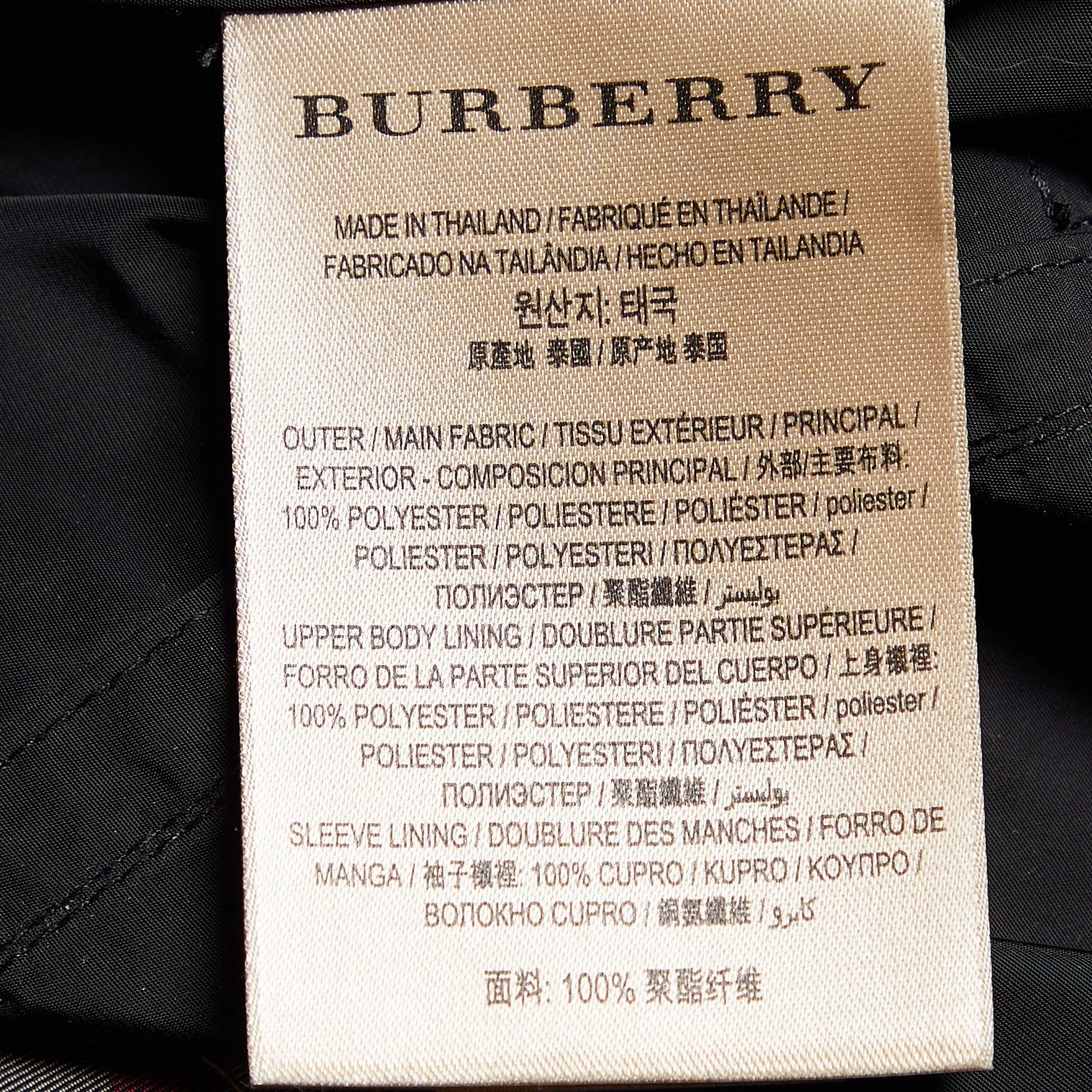 Burberry Black Polyester Belted Double Breasted Trench Coat XS In Good Condition In Dubai, Al Qouz 2
