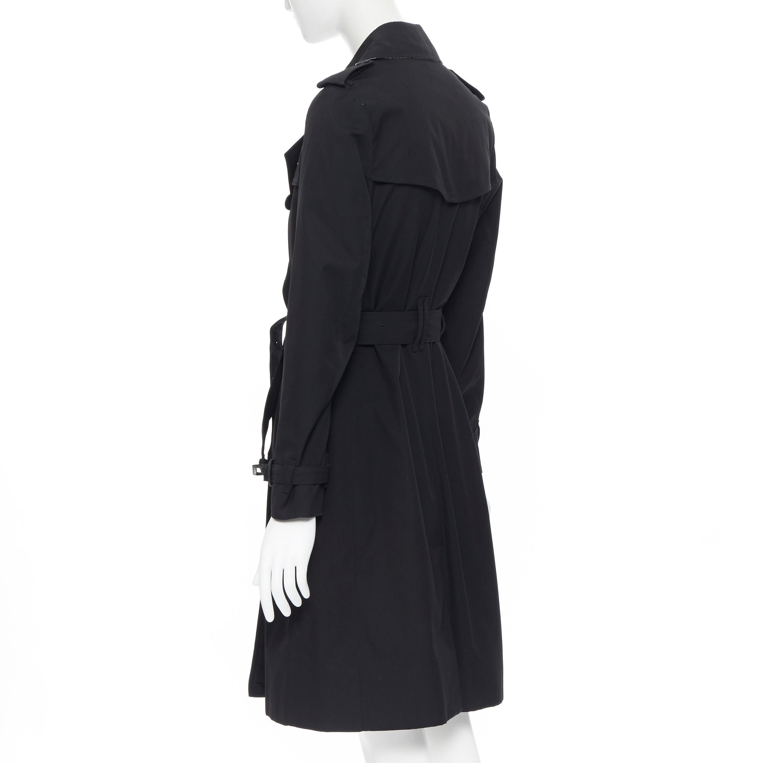 Women's BURBERRY black polyester cotton Signature House Check lined long trench coat UK8