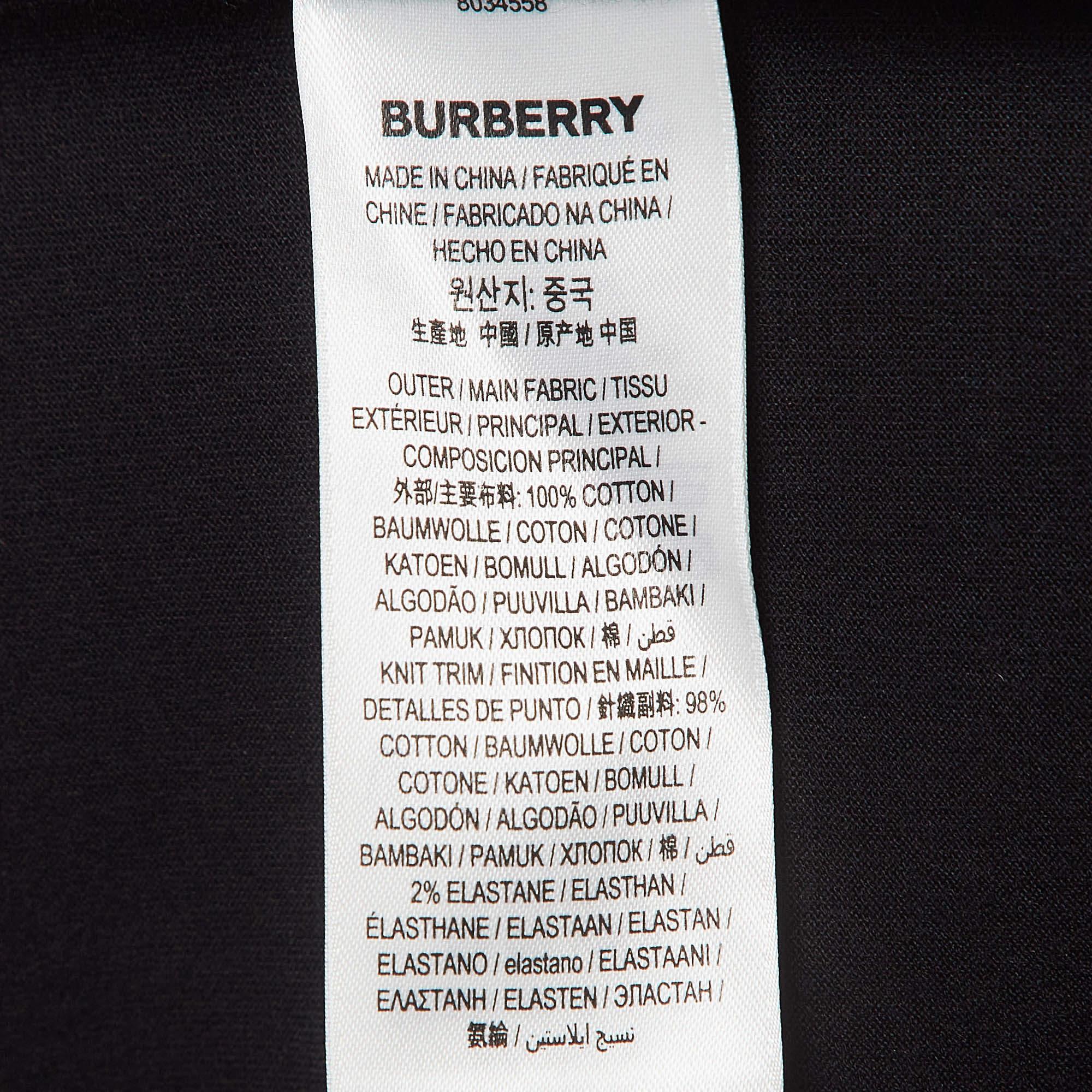 Burberry Tshirt à col ras du cou en coton imprimé noir XXS Pour hommes en vente
