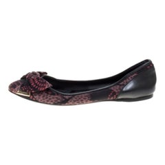Burberry Ballerine con fiocco in raso stampato nero misura 38