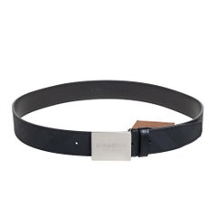 Burberry Black PVC Gray35 Buckle Belt 90CM