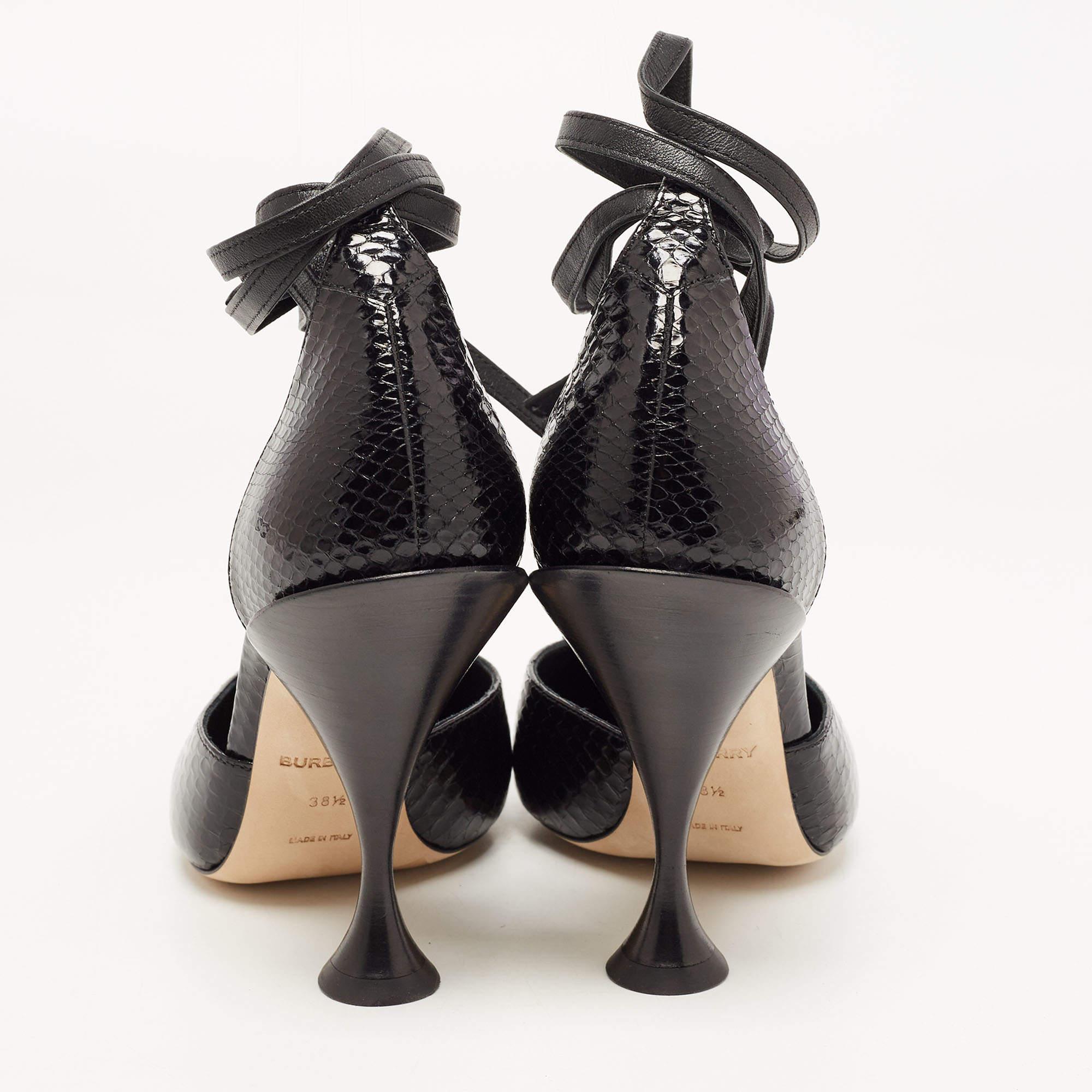 Defined by luxe cuts, unique details, and durable construction, this pair by Burberry has all the qualities of a fashionable shoe. Called the Welton, the pump features a leather body, chain ankle trim, leather ankle ties, and carved high heels.

