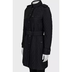 Burberry Black Quilted Belted Coat - Size XS (IT38)
