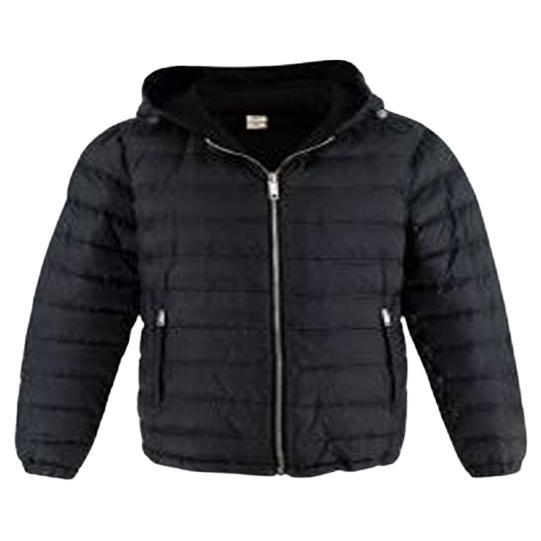 Burberry Black Quilted Down Hooded Jacket For Sale