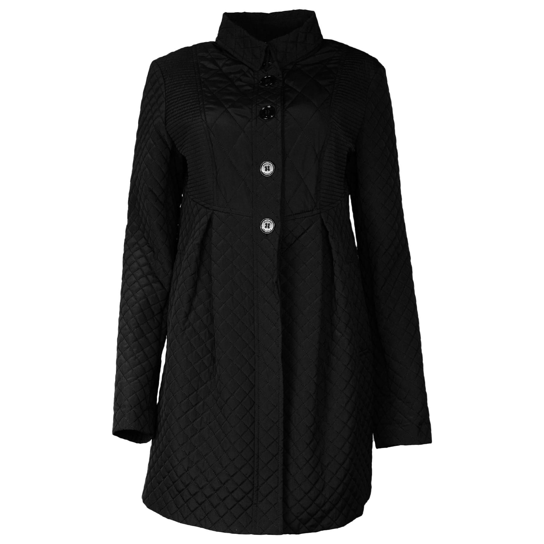 Burberry Black Quilted High Waist Coat Sz 12