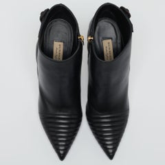 Burberry Black Quilted Leather Alexandra Pointed Toe Ankle Boots Size 40
