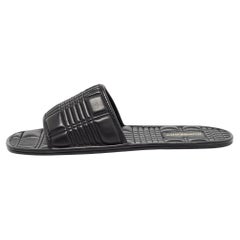 Burberry Black Quilted Leather Alixa Flat Slides Size 38