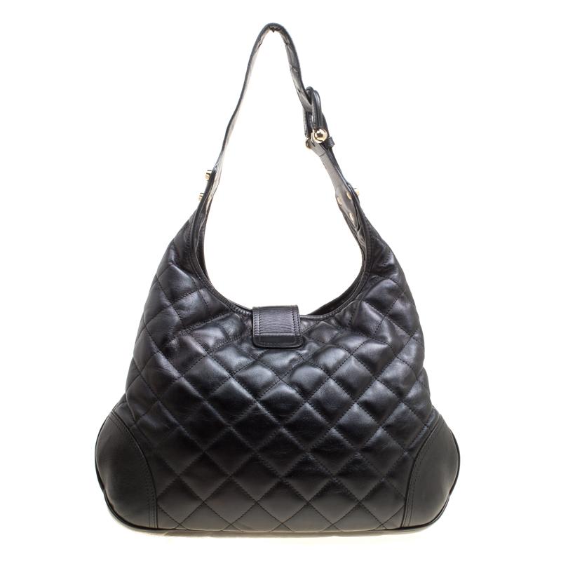 Women's Burberry Black Quilted Leather Brooke Hobo