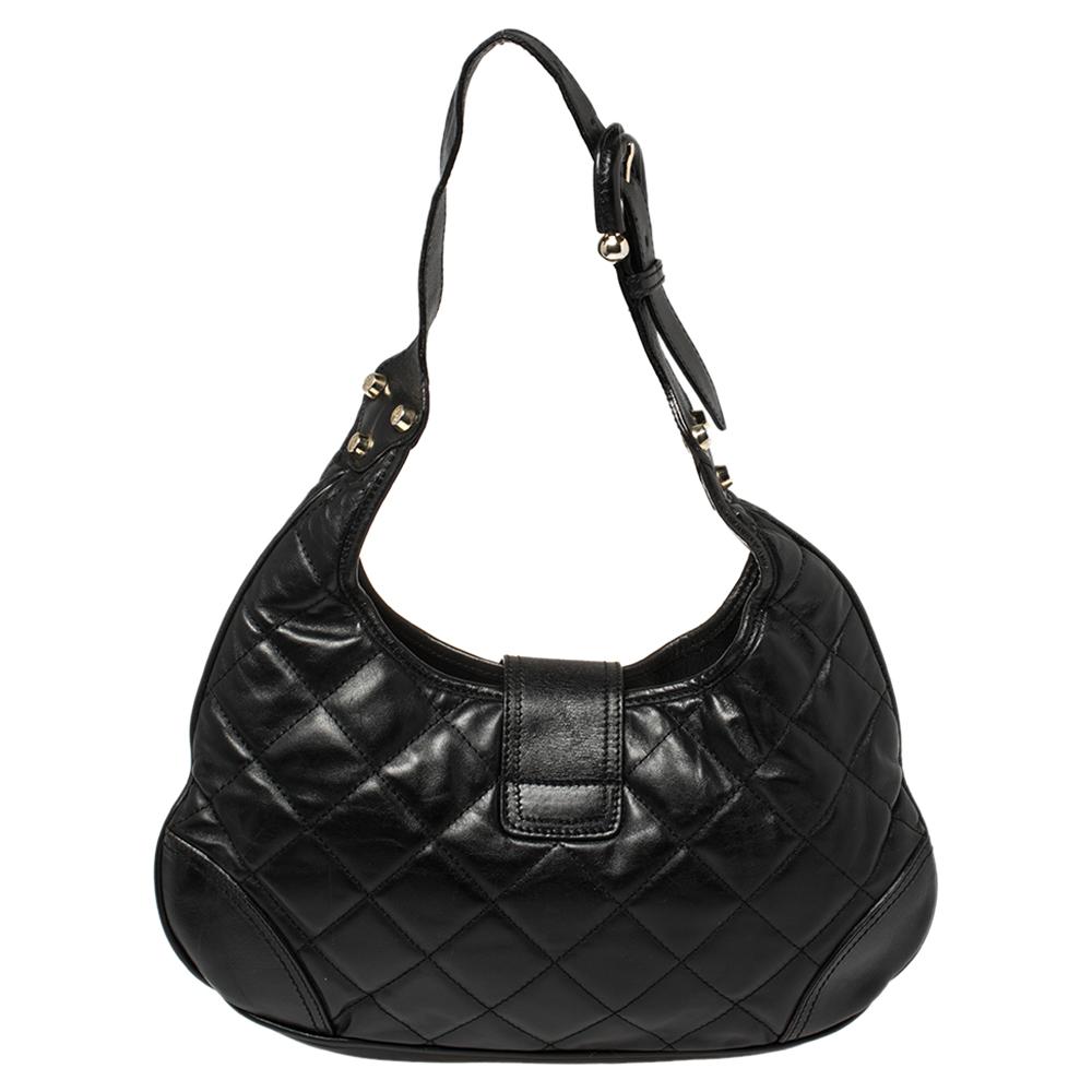 Women's Burberry Black Quilted Leather Brooke Hobo
