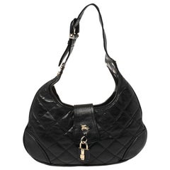 Schwarzes gestepptes Leder Brooke Hobo von Burberry