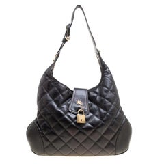 Burberry Black Quilted Leather Brooke Hobo