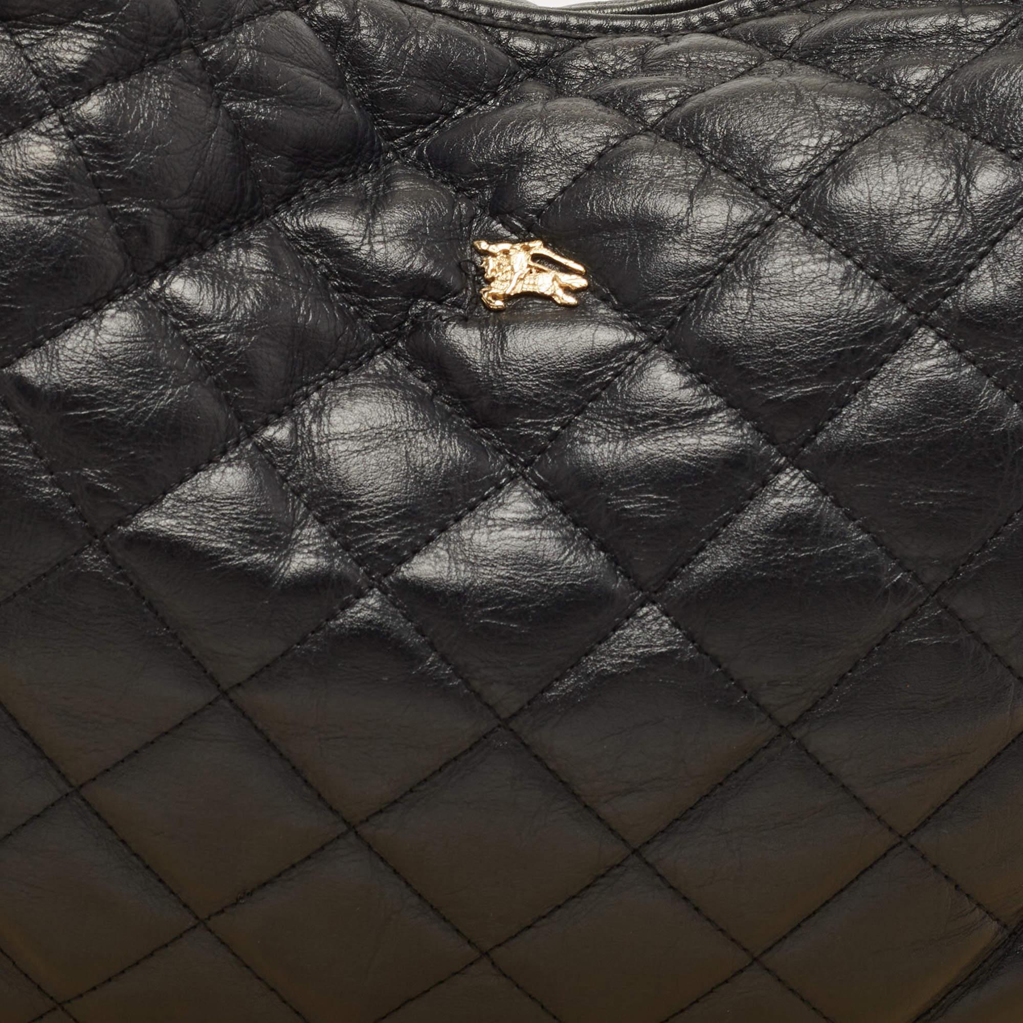 Burberry Black Quilted Leather Hoxton Hobo 7