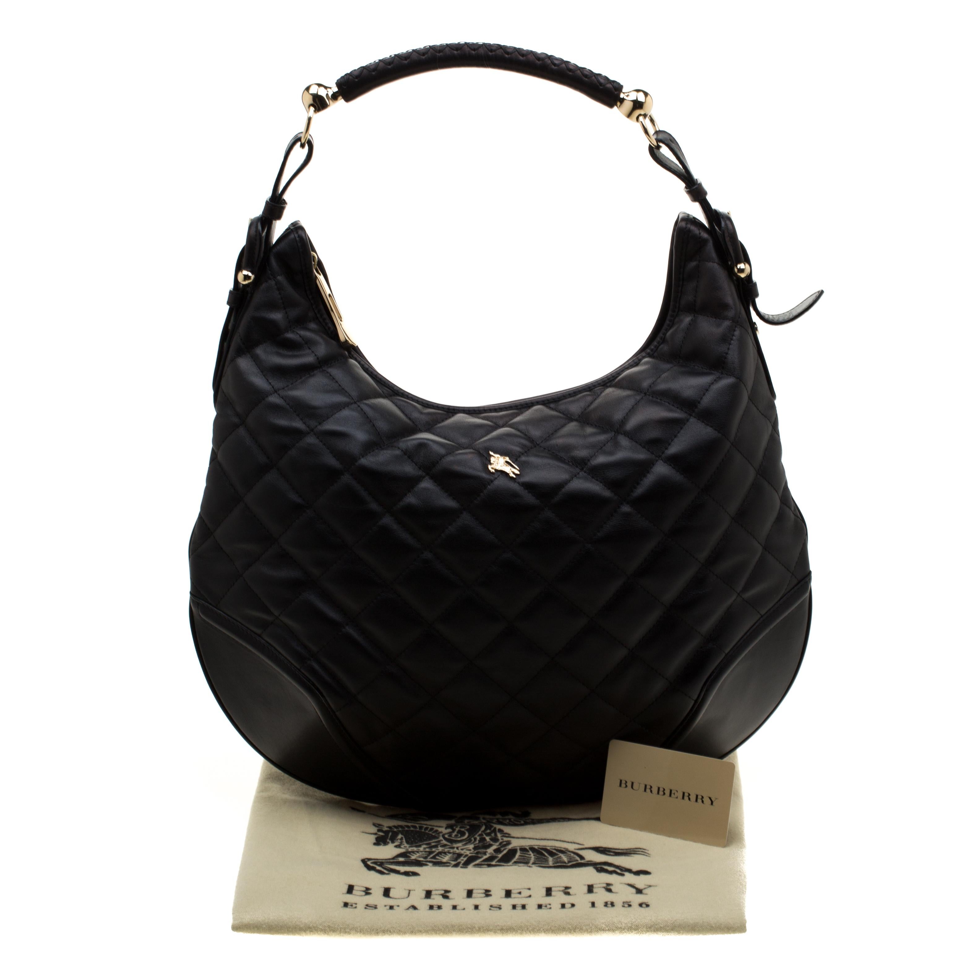Burberry Black Quilted Leather Hoxton Hobo 8