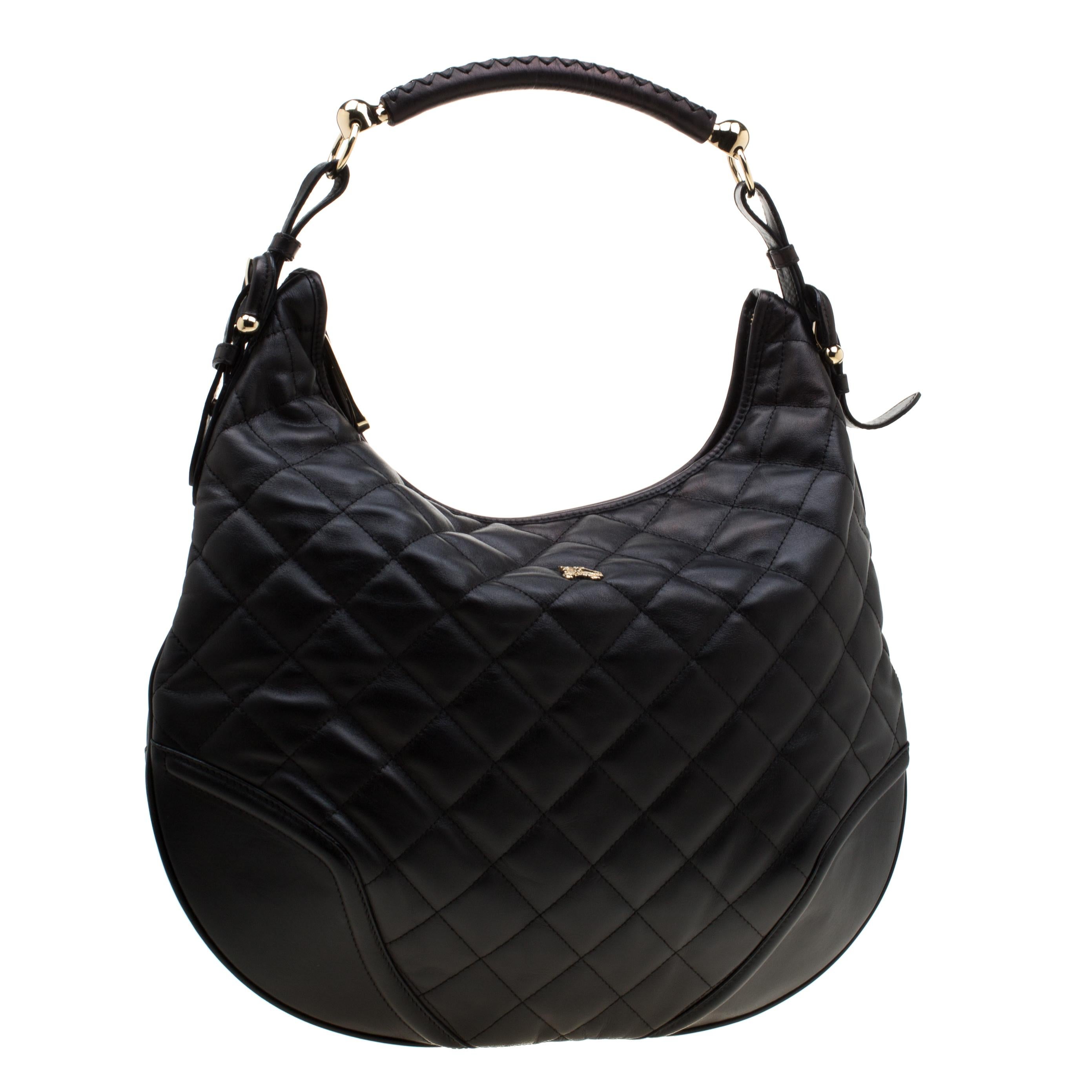 Women's Burberry Black Quilted Leather Hoxton Hobo