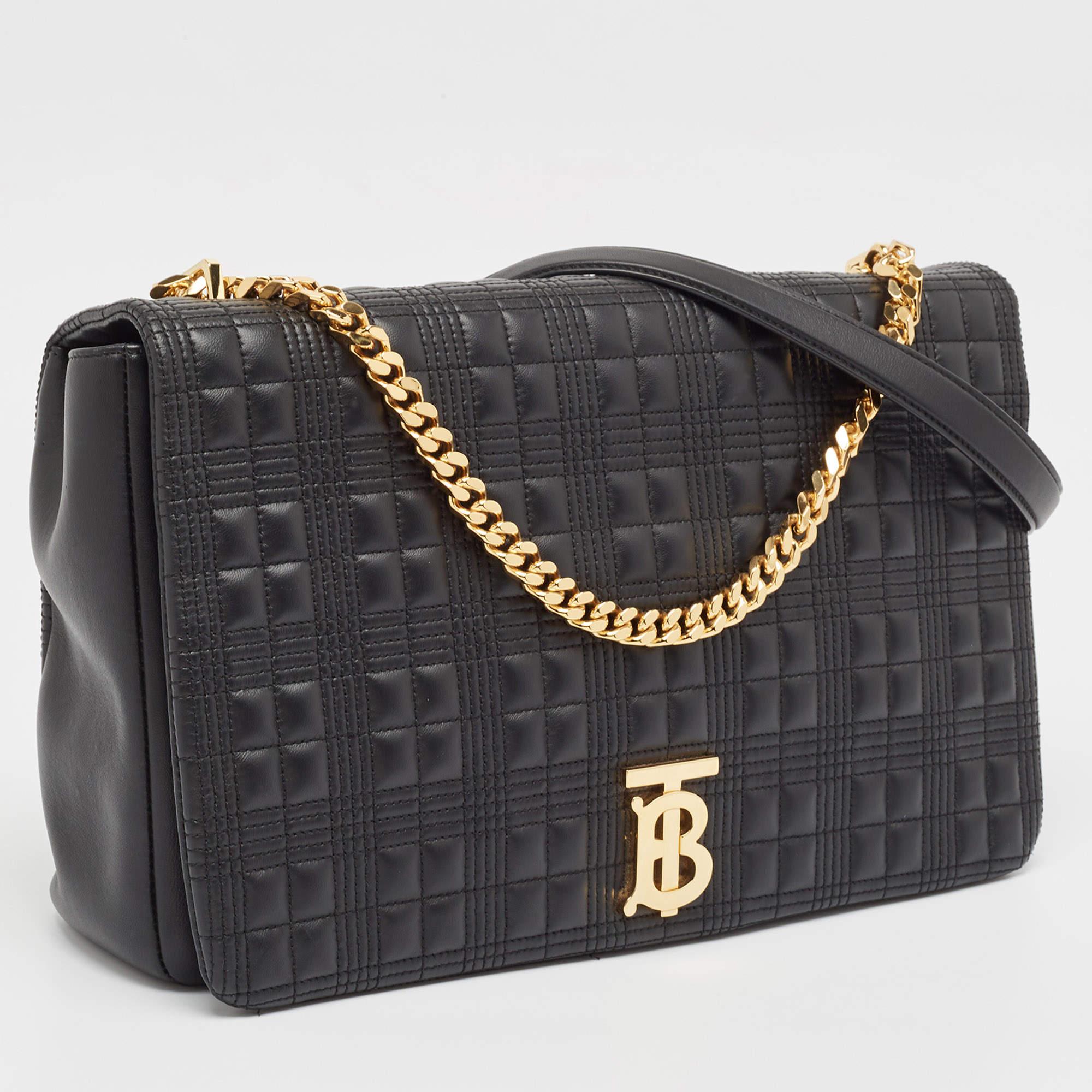 Nero Burberry Borsa a tracolla Lola Flap in pelle trapuntata nera