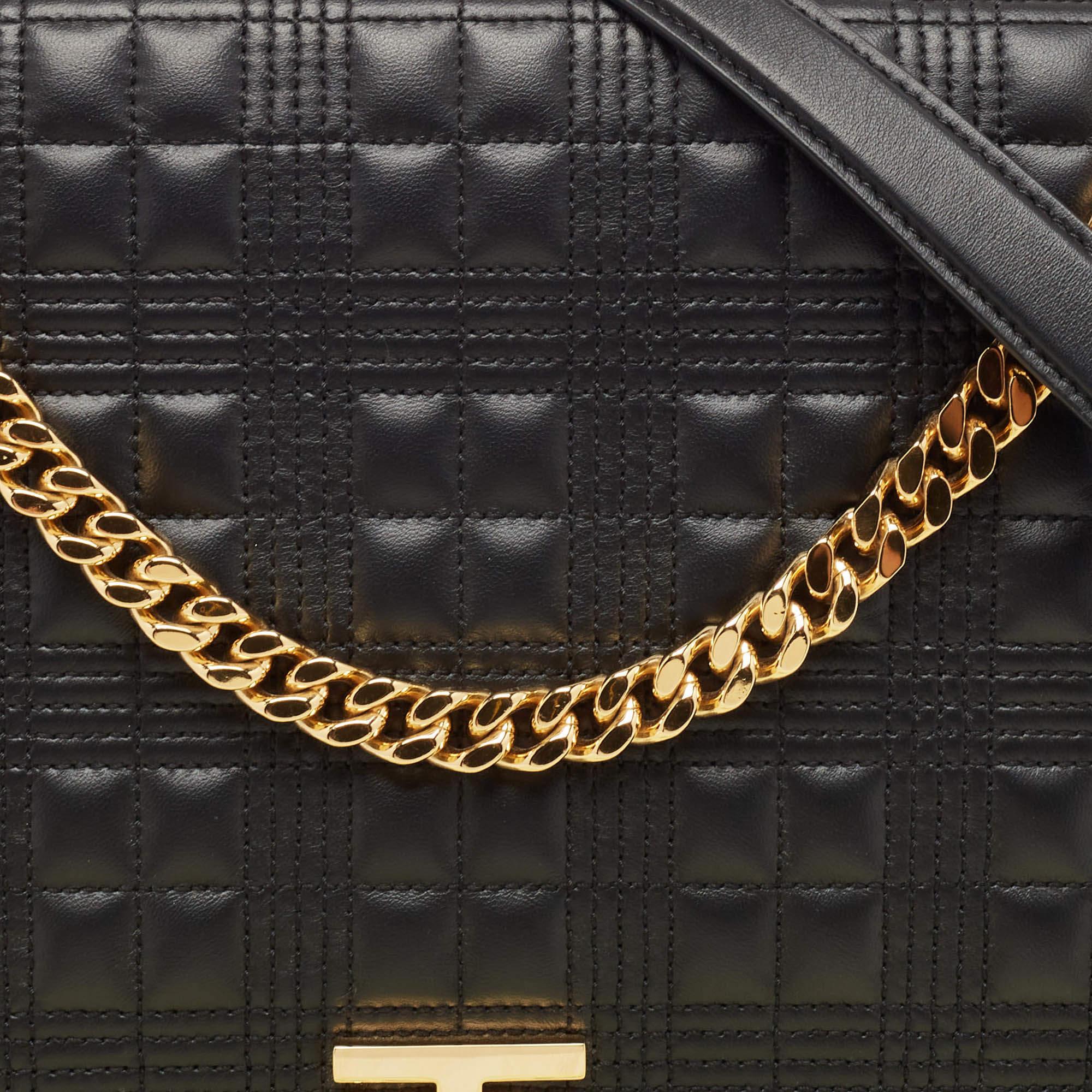 Donna Burberry Borsa a tracolla Lola Flap in pelle trapuntata nera