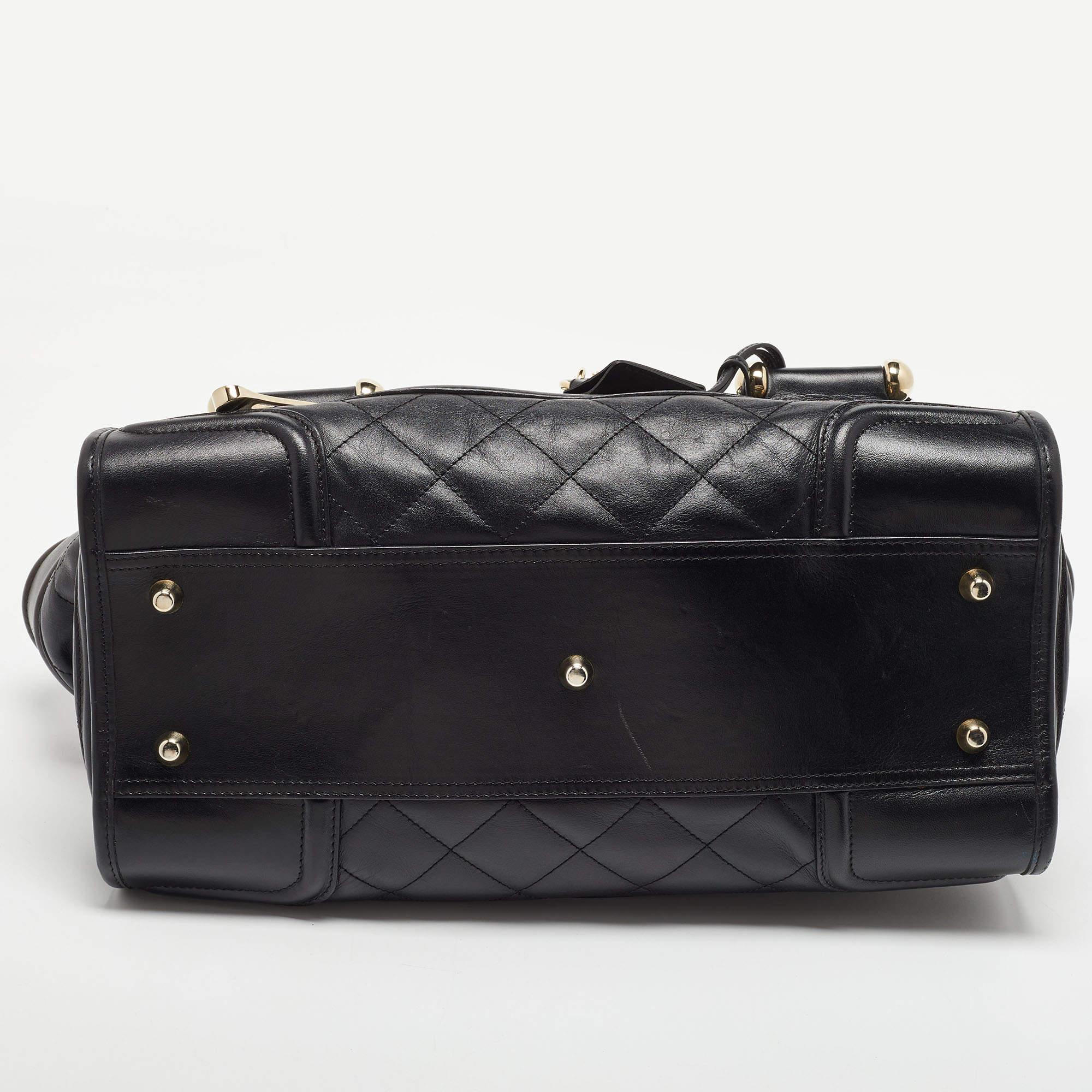 Burberry Black Quilted Leather Manor Bag For Sale 1