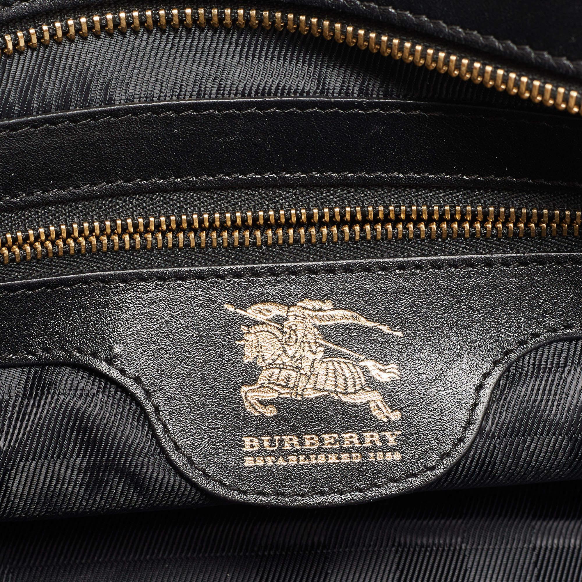 Burberry Black Quilted Leather Manor Bag For Sale 3