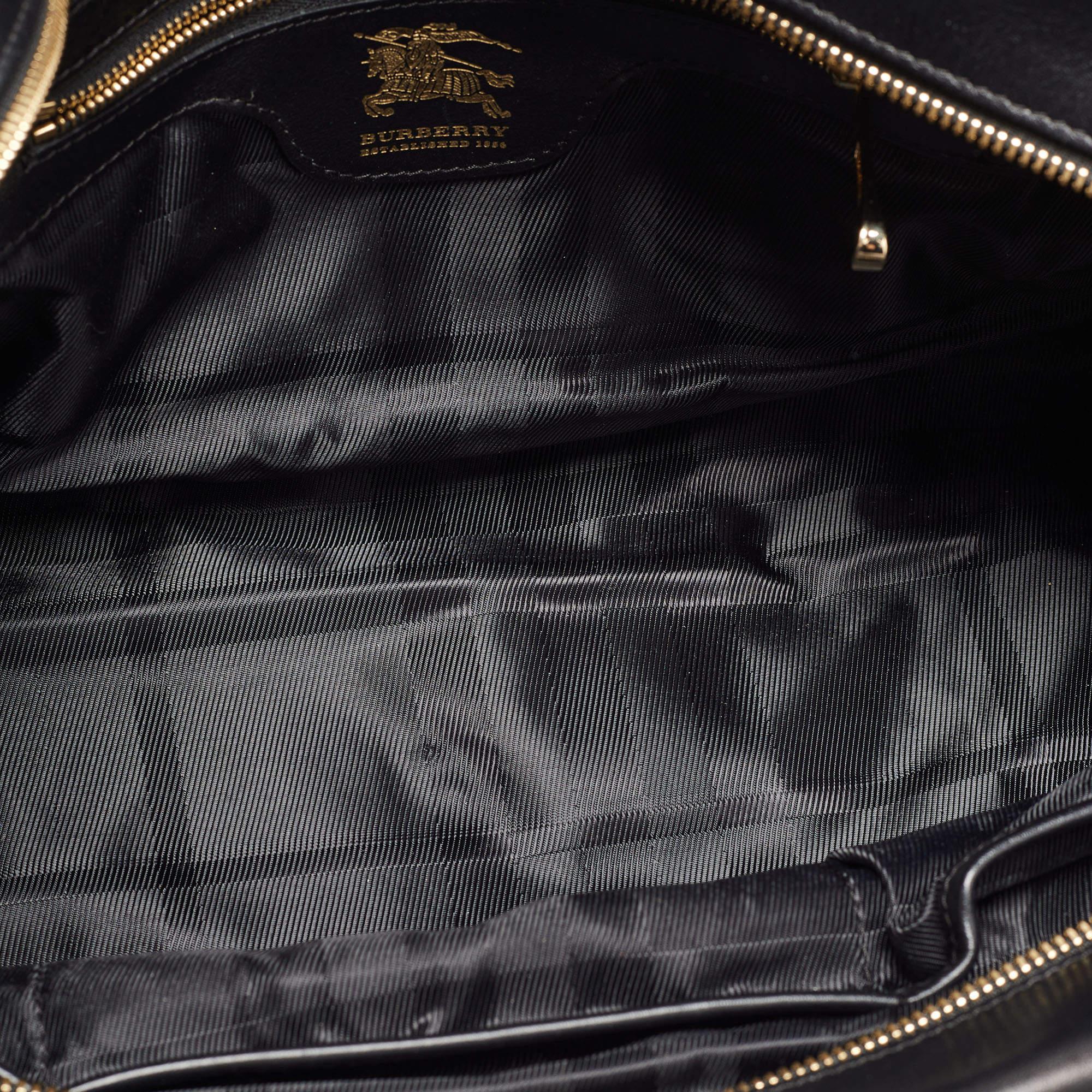 Burberry Black Quilted Leather Manor Bag For Sale 4