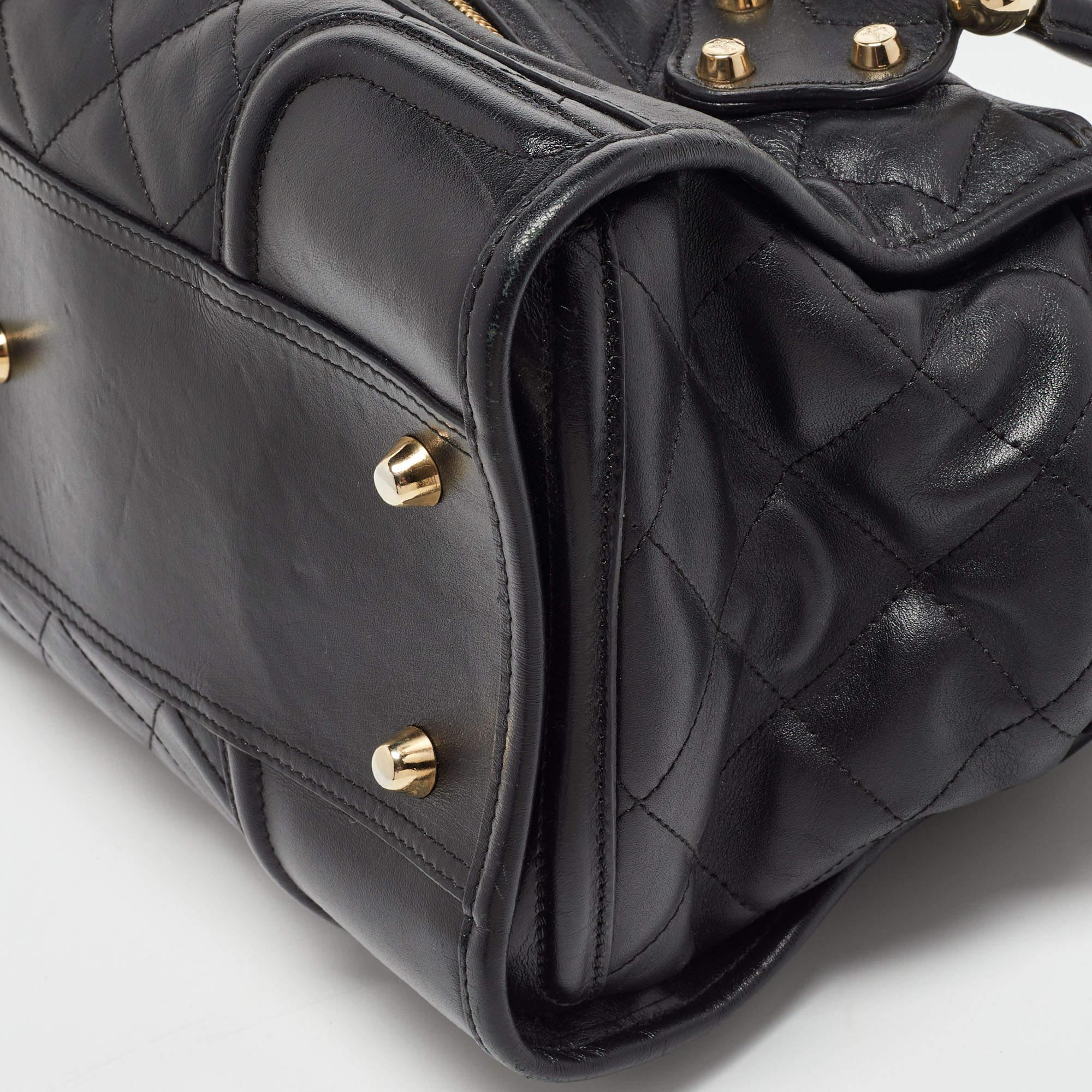 Burberry Black Quilted Leather Manor Bag 5