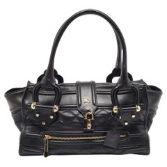 Used Burberry Black Quilted Leather Manor Bag