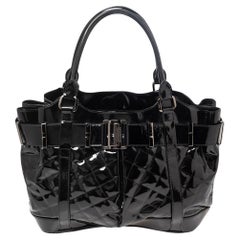 Burberry Black Quilted Patent Leather Medium Eastmore Landscape Tote
