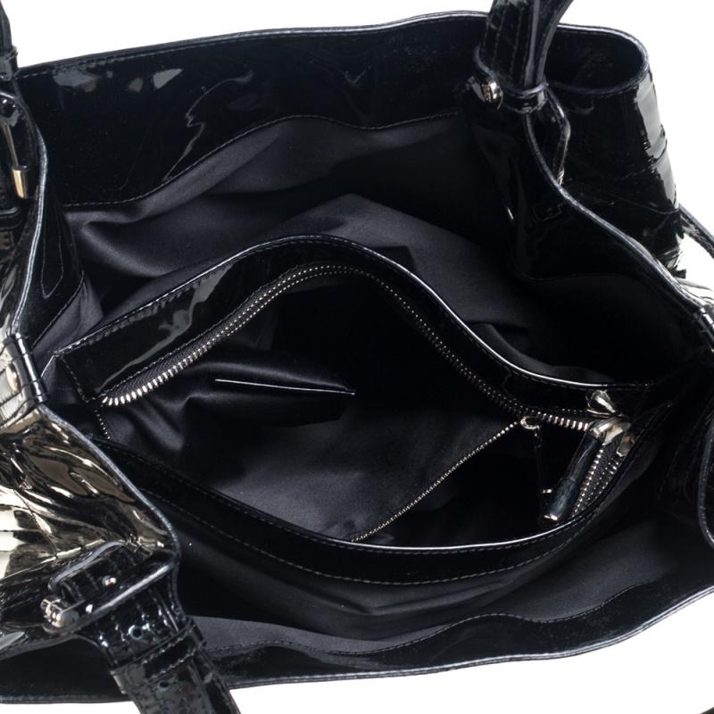 Burberry Black Quilted Patent Leather Tote 2