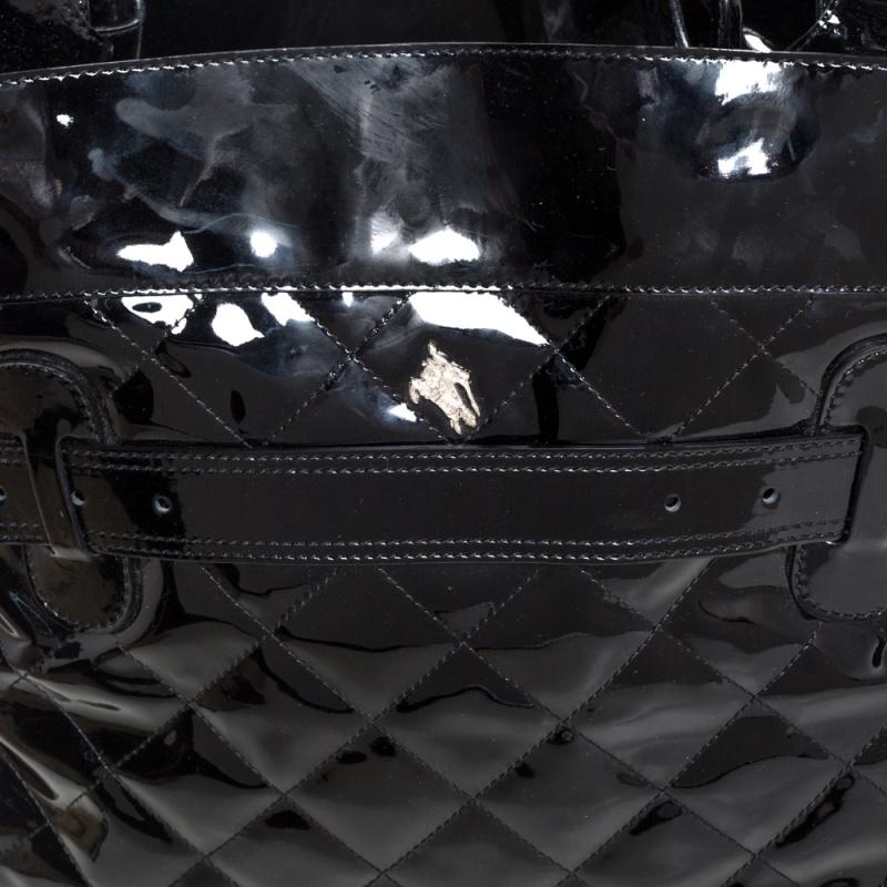 Burberry Black Quilted Patent Leather Tote 3