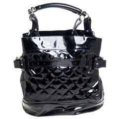 Burberry Black Quilted Patent Leather Tote