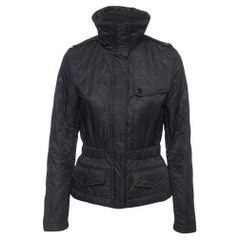 Used Burberry Black Quilted Synthetic Zip Front Jacket S