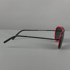 BURBERRY Black Red Acetate Aviator Sunglasses
