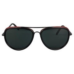 BURBERRY Black Red Acetate Aviator Sunglasses