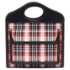Burberry Black/Red Check Nylon and Leather Mini Pocket Bag