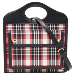 Burberry Black/Red Vintage Check Fabric and Leather Mini Pocket Bag