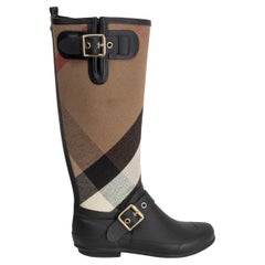 Bottes de pluie noires BURBERRY RUBBER & CLASSIC CHECK CANvas 35