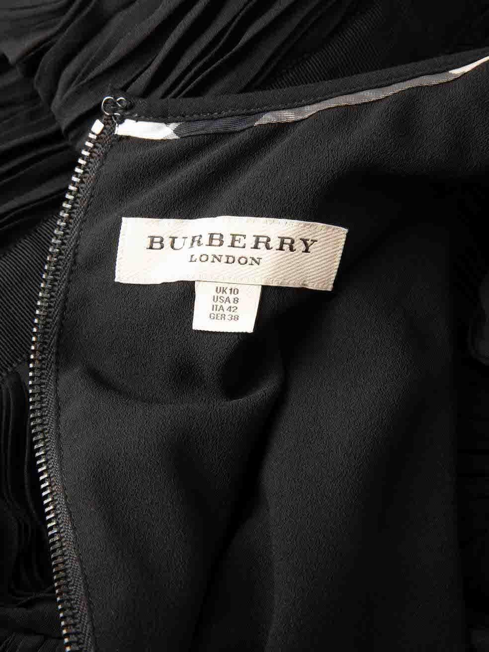 Women's Burberry Black Ruched Pleat Knee Length Dress Size M For Sale