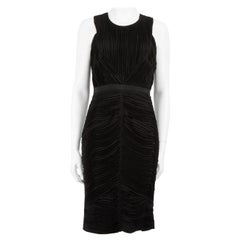 Burberry Black Ruched Pleat Knee Length Dress Size M